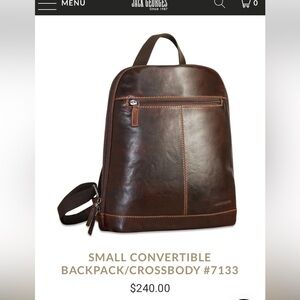 Jack George's Honey
Leather Backpack/
Crossbody Adjustable Strap